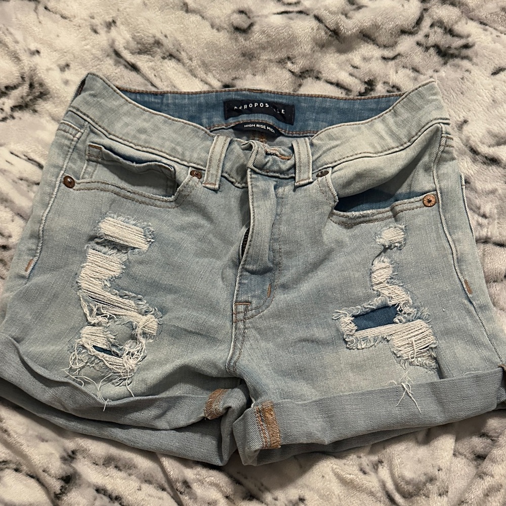 Aeropostale Light Blue Ripped Jean Shorts